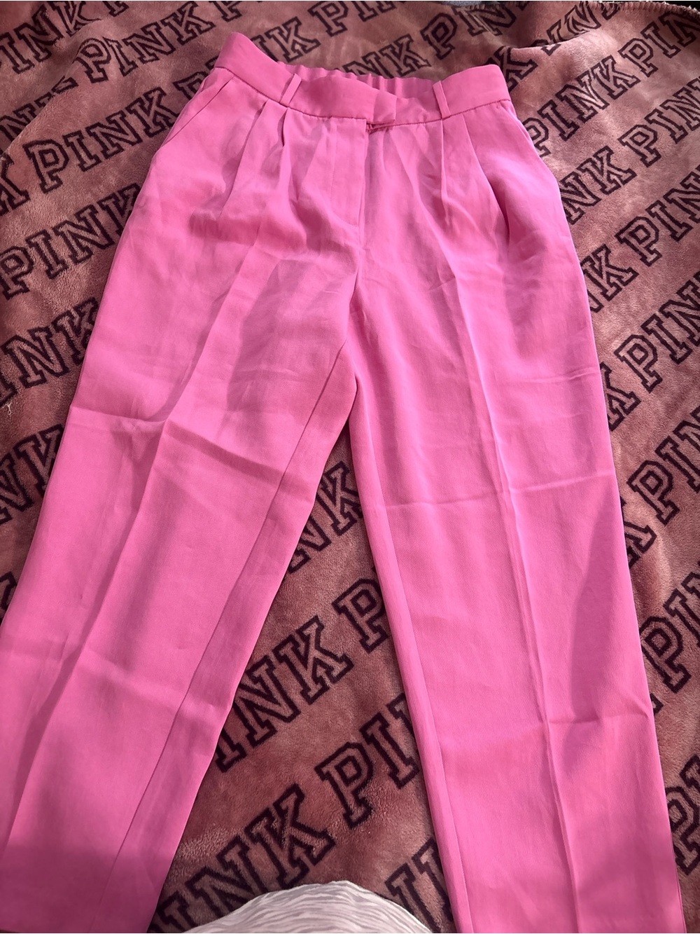 Bright Pink Pleated High-Waist Trousers size 10